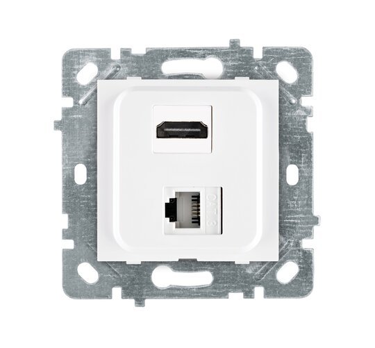 Selene Natürel Mekanizma Kapak HDMI+DATA Priz Jaklı Beyaz