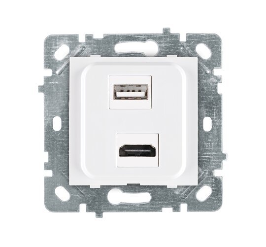 Selene Natürel Mekanizma Kapak HDMI+USB PRİZİ (Şarj Etme Özelliği Yoktur) JAKLI Beyaz