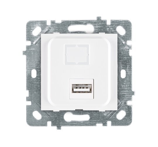 Selene Natürel Mekanizma Kapak USB Prizi (Şarj Etme Özelliği Yoktur) Jaklı  Beyaz