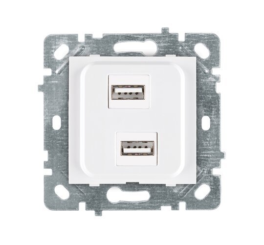 Selene Natürel Mekanizma Kapak İkili USB Prizi (Şarj Etme Özelliği Yoktur) Jaklı  Beyaz