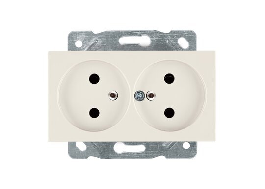 Selene Natürel Mekanizma Kapak İkili UPS Priz (Fransız Tipi) (mekanizma+kapak) Krem