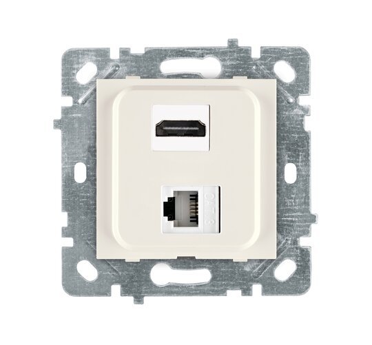 Selene Natürel Mekanizma Kapak HDMI+DATA Priz Jaklı Krem