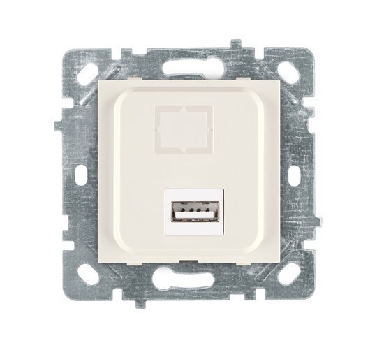 Selene Natürel Mekanizma Kapak USB Prizi (Şarj Etme Özelliği Yoktur) Jaklı  Krem