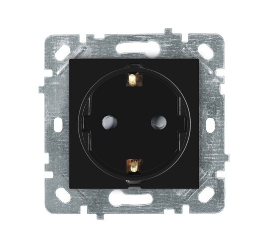 Selene Natürel Mekanizma Kapak Çocuk Korumalı Topraklı Priz Siyah