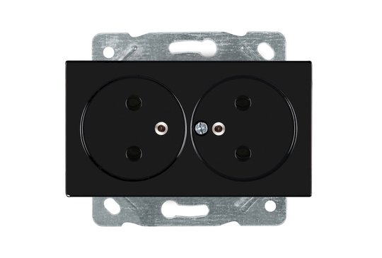 Selene Natürel Mekanizma Kapak İkili UPS Priz (Fransız Tipi) (mekanizma+kapak) Siyah