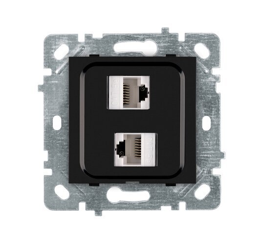 Selene Natürel Mekanizma Kapak İkili Data CAT 5 + CAT 5 Siyah