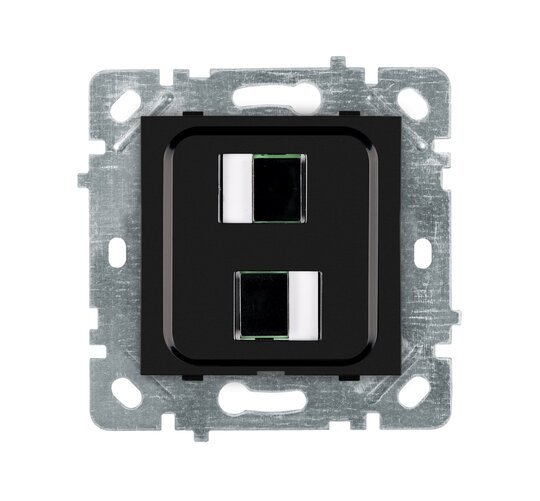 Selene Natürel Mekanizma Kapak İkili Fiber Optik Priz Siyah