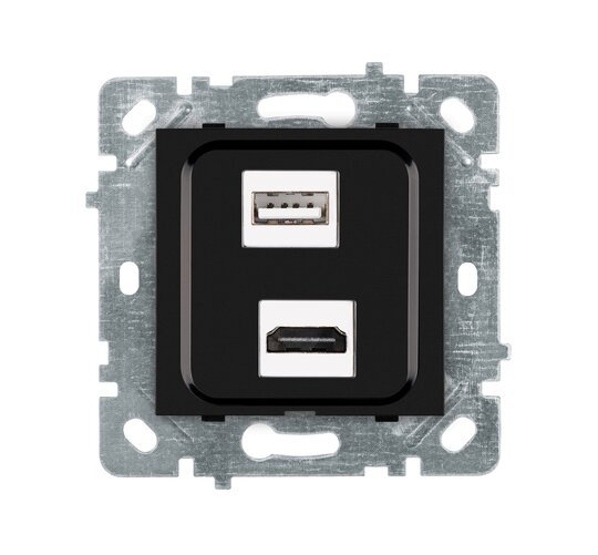 Selene Natürel Mekanizma Kapak HDMI+USB PRİZİ (Şarj Etme Özelliği Yoktur) JAKLI Siyah