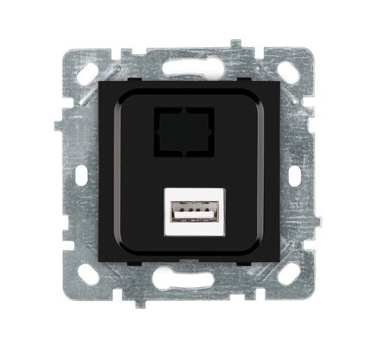 Selene Natürel Mekanizma Kapak USB Prizi (Şarj Etme Özelliği Yoktur) Jaklı  Siyah