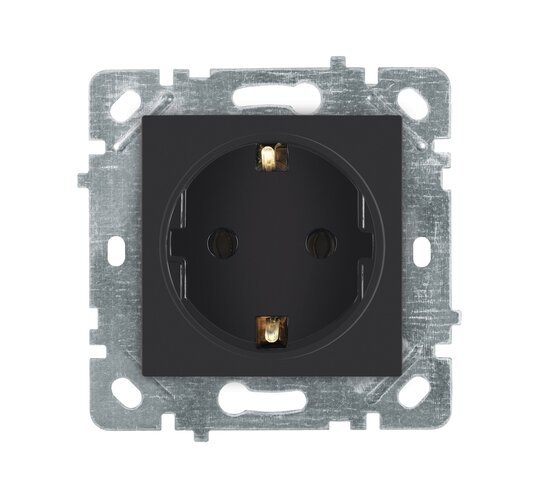 Selene Natürel Mekanizma Kapak Topraklı Priz Antrasit