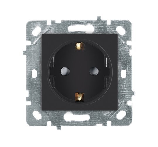 Selene Natürel Mekanizma Kapak Çocuk Korumalı Topraklı Priz Antrasit