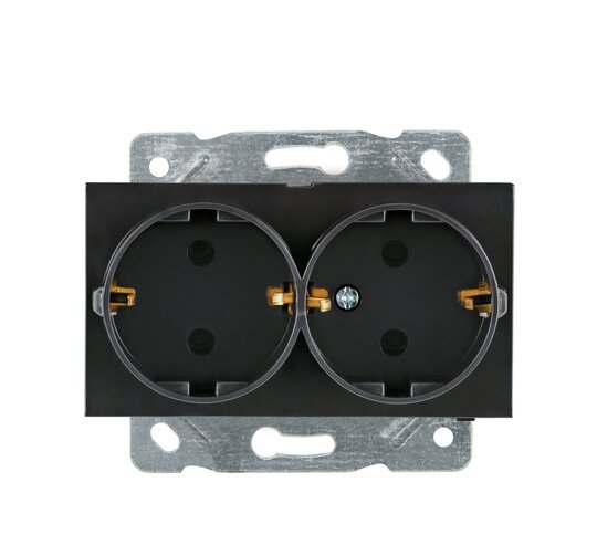 Selene Natürel Mekanizma Kapak İkili Topraklı Priz (mekanizma+kapak) Antrasit
