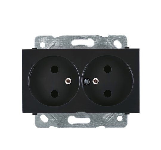 Selene Natürel Mekanizma Kapak İkili UPS Priz (Fransız Tipi) (mekanizma+kapak) Antrasit