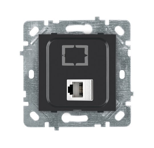 Selene Natürel Mekanizma Kapak Numeris Telefon Prizi RJ 45 CAT 3 Antrasit