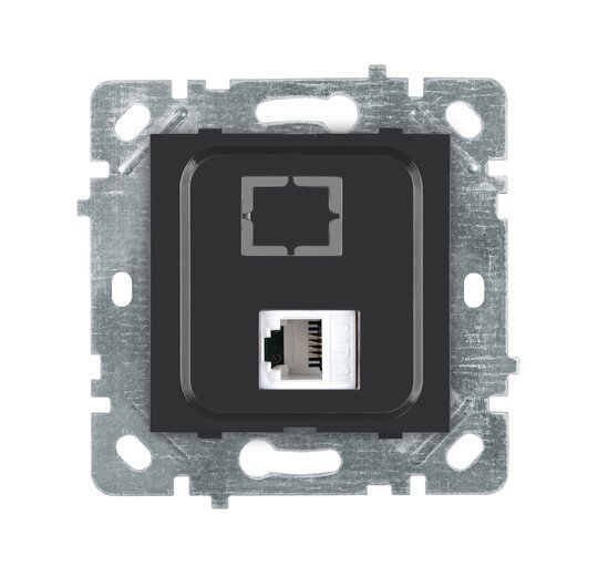 Selene Natürel Mekanizma Kapak Tekli Data Prizi CAT6 Antrasit