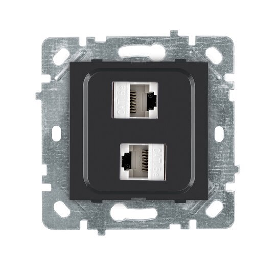 Selene Natürel Mekanizma Kapak İkili Data CAT 6 + CAT 6 Antrasit