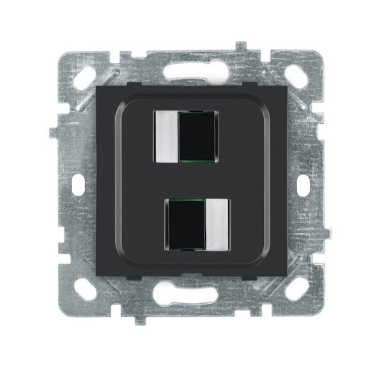 Selene Natürel Mekanizma Kapak İkili Fiber Optik Priz Antrasit