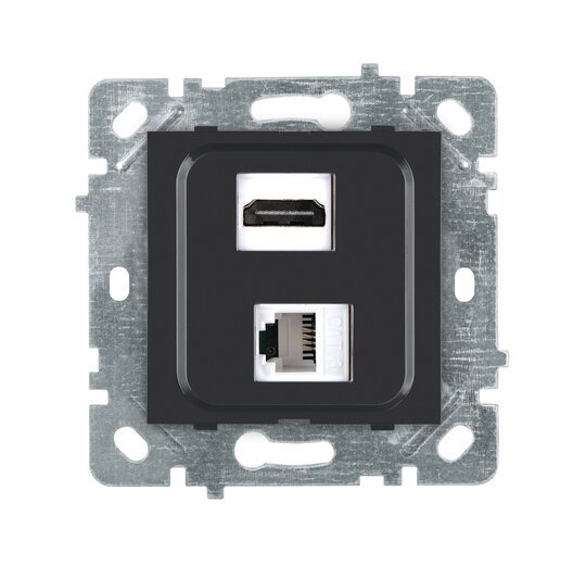 Selene Natürel Mekanizma Kapak HDMI+DATA Priz Jaklı Antrasit