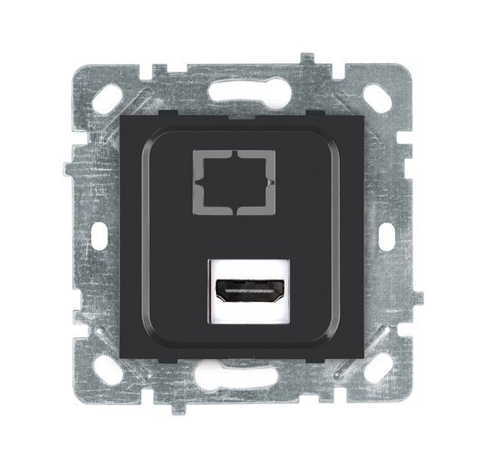 Selene Natürel Mekanizma Kapak HDMI Priz Jaklı Antrasit