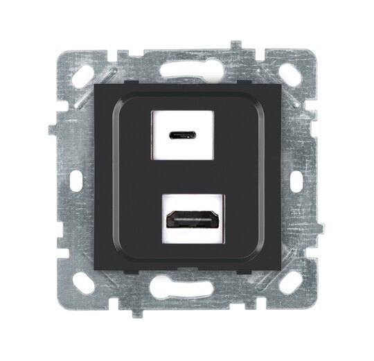 Selene Natürel Mekanizma Kapak HDMI +Type C Priz (Şarj Etme Özelliği Yoktur) JAKLI Antrasit