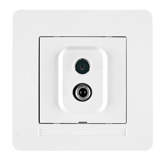 Selene Natürel Tam Set TV+SAT Priz Sonlu Beyaz