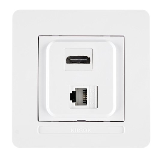 Selene Natürel Tam Set HDMI+DATA Priz Jaklı Beyaz