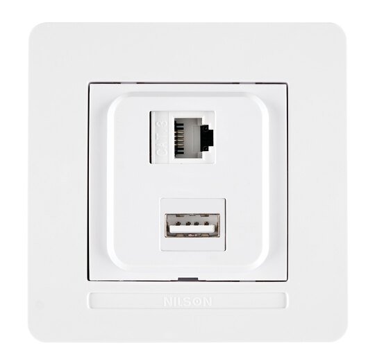 Selene Natürel Tam Set USB + DATA CAT5 (Şarj Etme Özelliği Yoktur) Jaklı  Beyaz