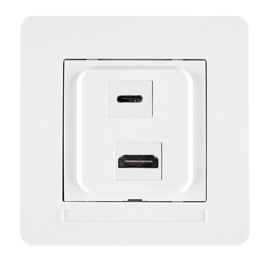 Selene Natürel Tam Set HDMI +Type C Priz (Şarj Etme Özelliği Yoktur) JAKLI Beyaz