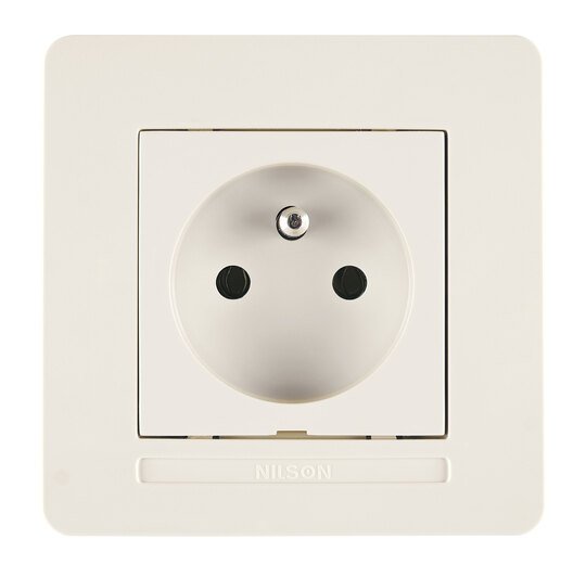 Selene Natürel Tam Set UPS Priz (Fransız Tipi) Krem