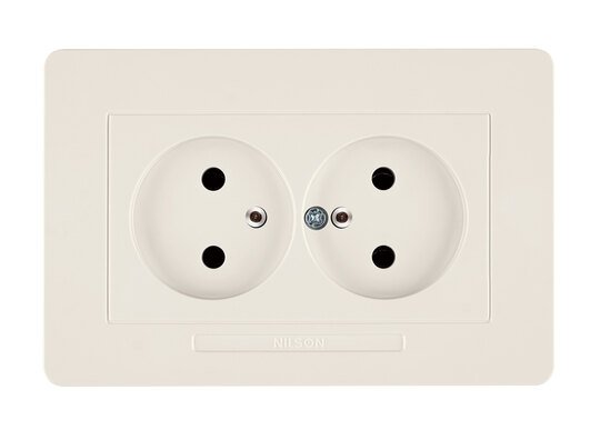 Selene Natürel Tam Set İkili UPS Priz (Fransız Tipi) (mekanizma+kapak) Krem