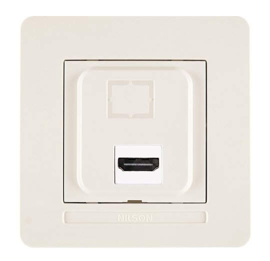 Selene Natürel Tam Set HDMI Priz Jaklı Krem