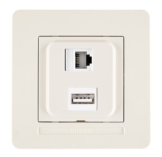 Selene Natürel Tam Set USB + DATA CAT5 (Şarj Etme Özelliği Yoktur) Jaklı  Krem