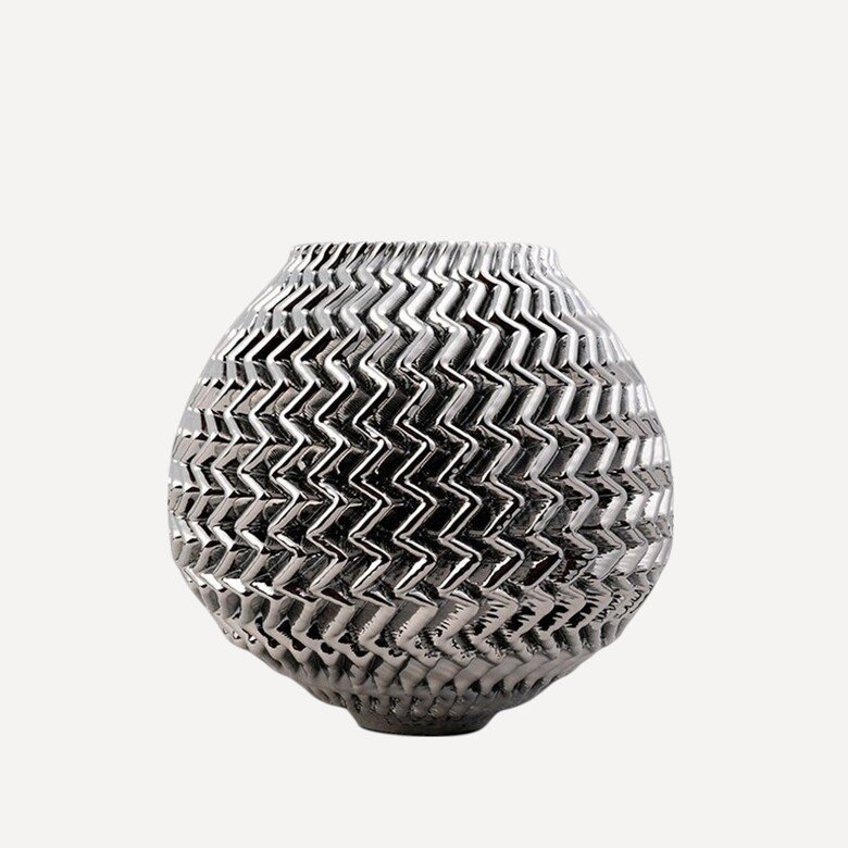 Krom Zigzag Dekoratif Vazo