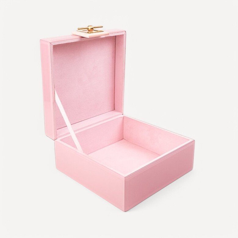 Pembe Cam Takı Kutusu Küçük