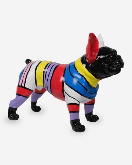 ColorPup Çizgili Bulldog Dekoratif Biblo 39cm