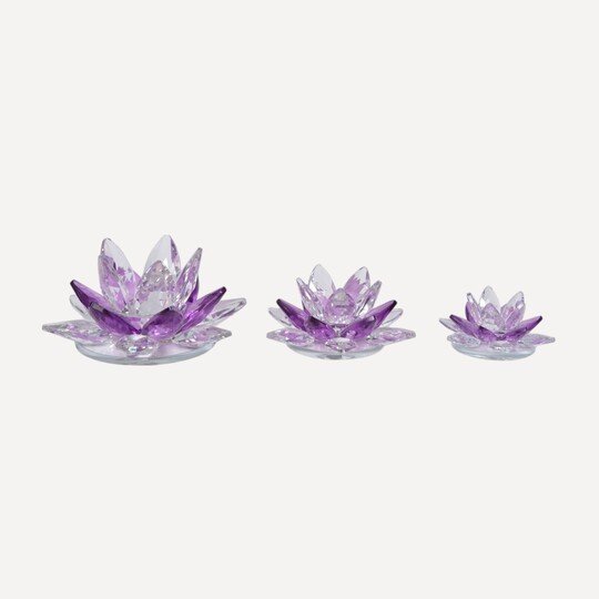 Mor Kristal Lotus Çiçeği Seti (3’lü)