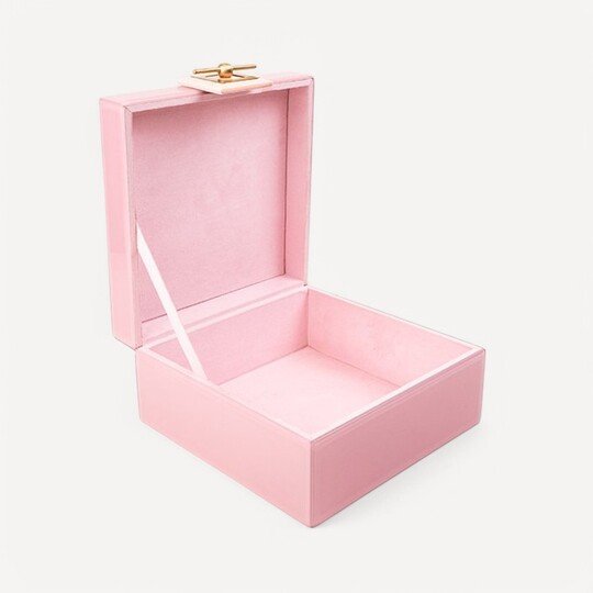 Pembe Cam Takı Kutusu Küçük