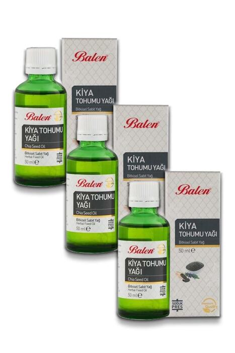 Balen Kiya (Chia) Tohumu Yağı Soğuk Pres 50 ml x 3 Adet
