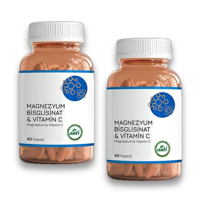 Anti Magnezyum Bisglisinat & Vitamin C 60 Kapsül x 2 Adet