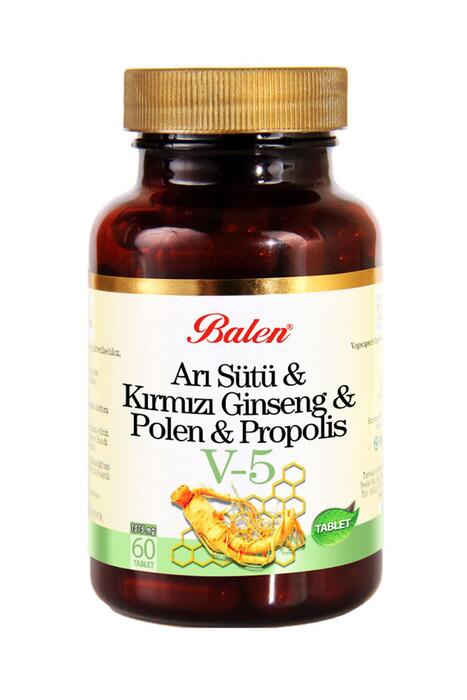 Balen V5 Arı Sütü-Kırmızı Ginseng-Polen-Propolis 1015 Mg 3 Adet