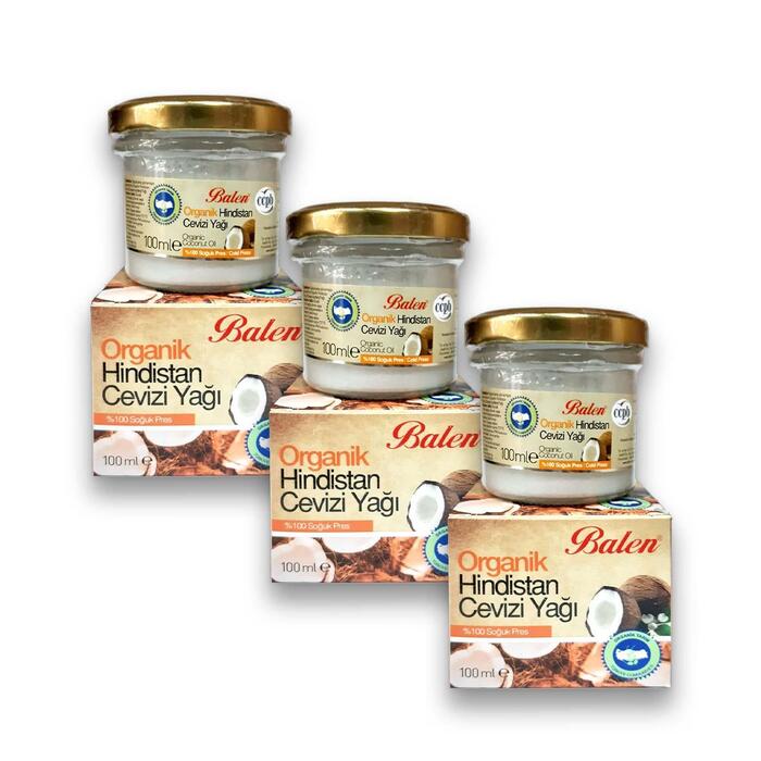 Balen Organik Hindistan Cevizi Yağı Soğuk Pres 3 x 100 gr