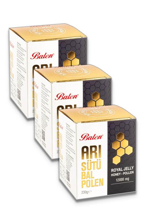 Balen Arı Sütü Bal Polen Süper Doz (12000 mg) 230 gr 3 Adet