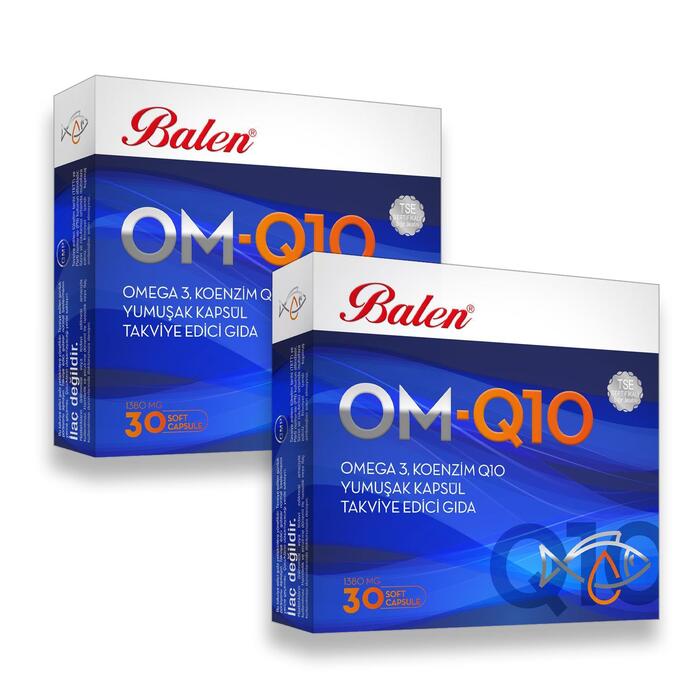 Balen Om-Q10 Omega 3-Koenzim1380 Mg 30 Yumuşak Kapsül x 2 Adet