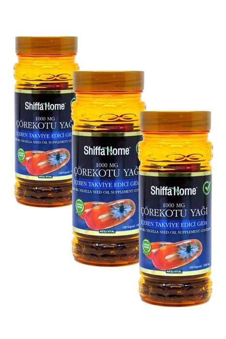 Shiffa Home Çörekotu Yağı Kapsül 1000 Mg 100 Softgel 3 Adet