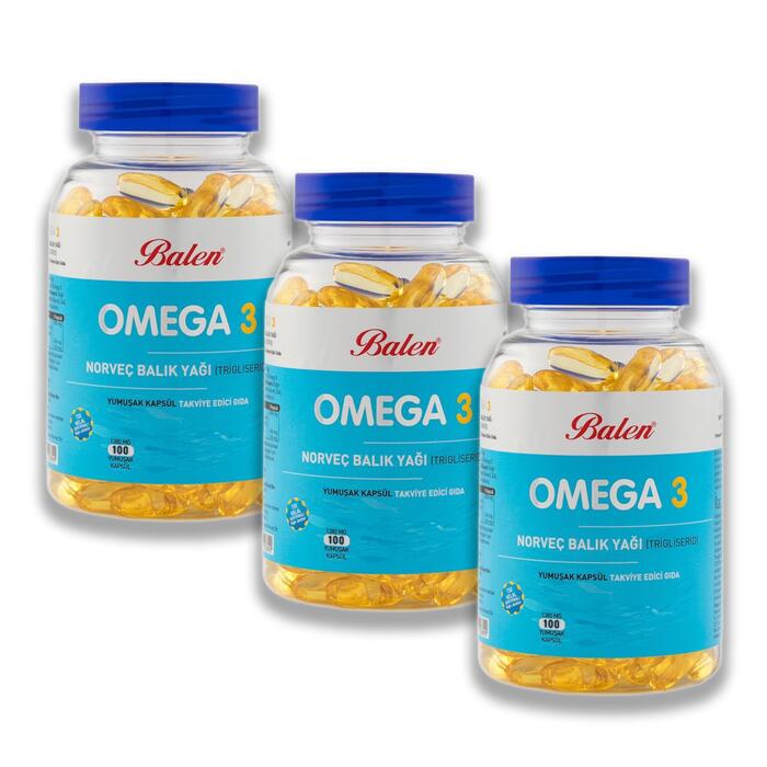 Balen Omega 3 Norveç Balık Yağı (Trigliserid) 1380 Mg 100 Kapsül x 3 Adet