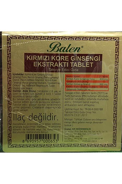 Balen Tahta Kutu Kırmızı KORE Ginseng 600 Mg 120 Tablet 3 Adet