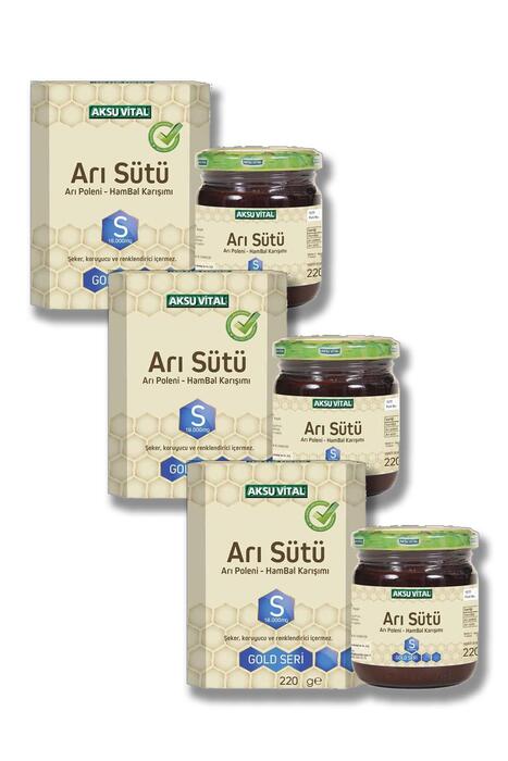 Aksu Vital Arı Sütü Polen & Ham Bal Karışımı (1800 mg) 3 x 220 gr