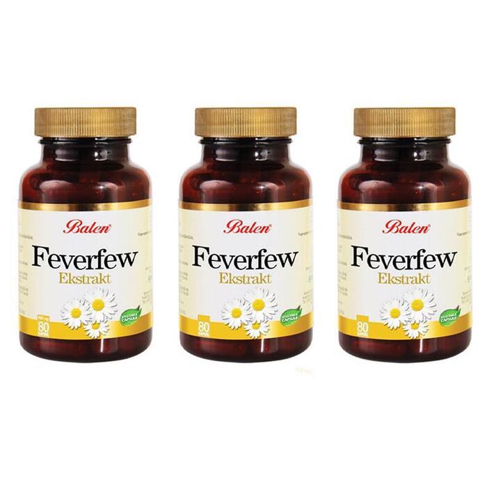 Balen Feverfew Ekstrakt (Gümüş Düğme Çiçeği) 455 Mg 80 Kapsül x 3 Adet