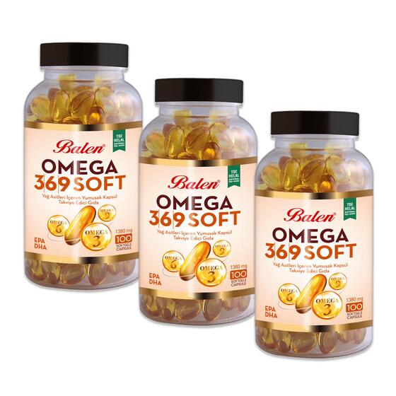 Balen Omega 3-6-9 Soft Yağ Asitleri İçeren 1380 mg 100 Yumuşak Kapsül x 3 Adet