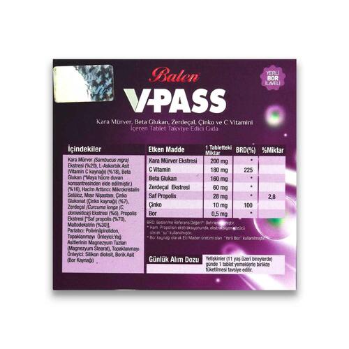 Balen V-Pass Takviye Edici Gıda 1000 mg 30 Tablet x 2 Adet